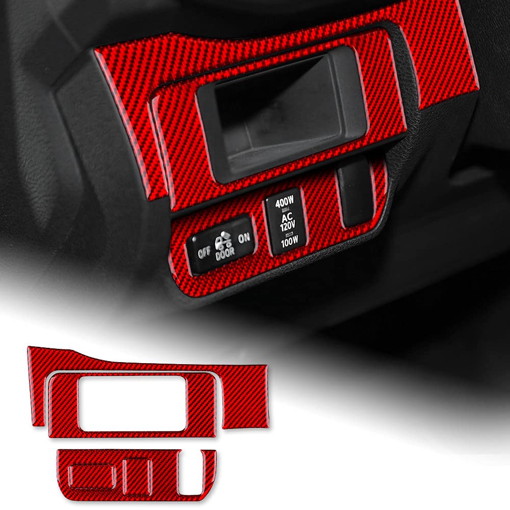 Premium Carbon Fiber Car Headlight Switch Button Frame Sticker - Interior Trim Accessory Compatible with Toyota Tacoma 2016-2021 Models (Red) - Enhances Dashboard Style & Protects Switch Panel