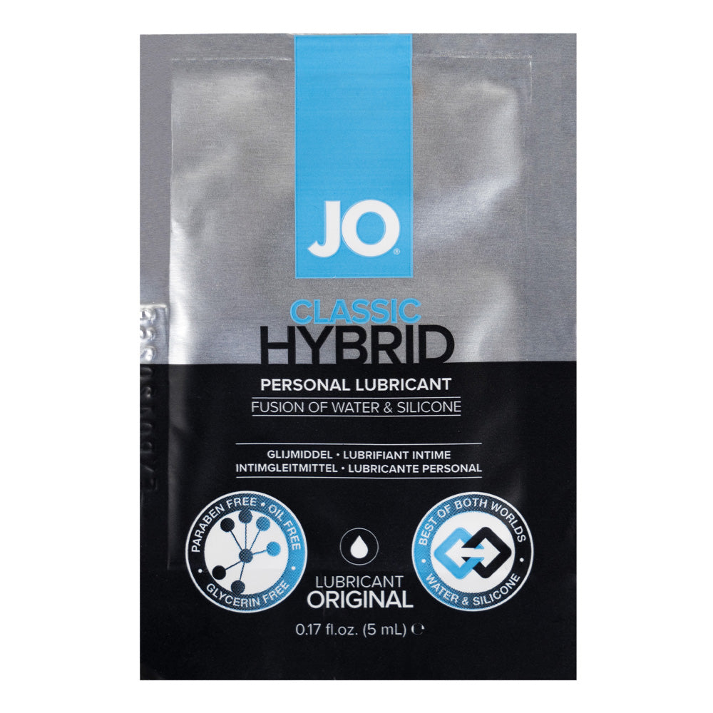 JO Classic Hybrid Lubricant 5ml Single-Use Sachet Pack - Water-Based Personal Lubricant for Men & Women - Perfect for Intimate Moments, Massage & Sensual Play