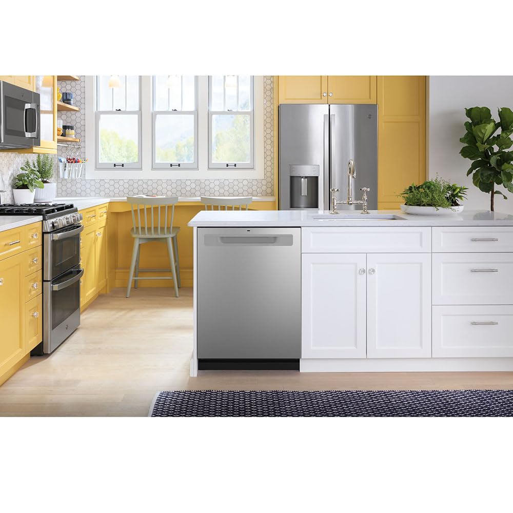 GE® Top Control Dishwasher with Plastic Interior - Sanitize Cycle & Dry Boost for Sparkling Clean Dishes | Perfect for Kitchens, Restaurants, and Busy Households
