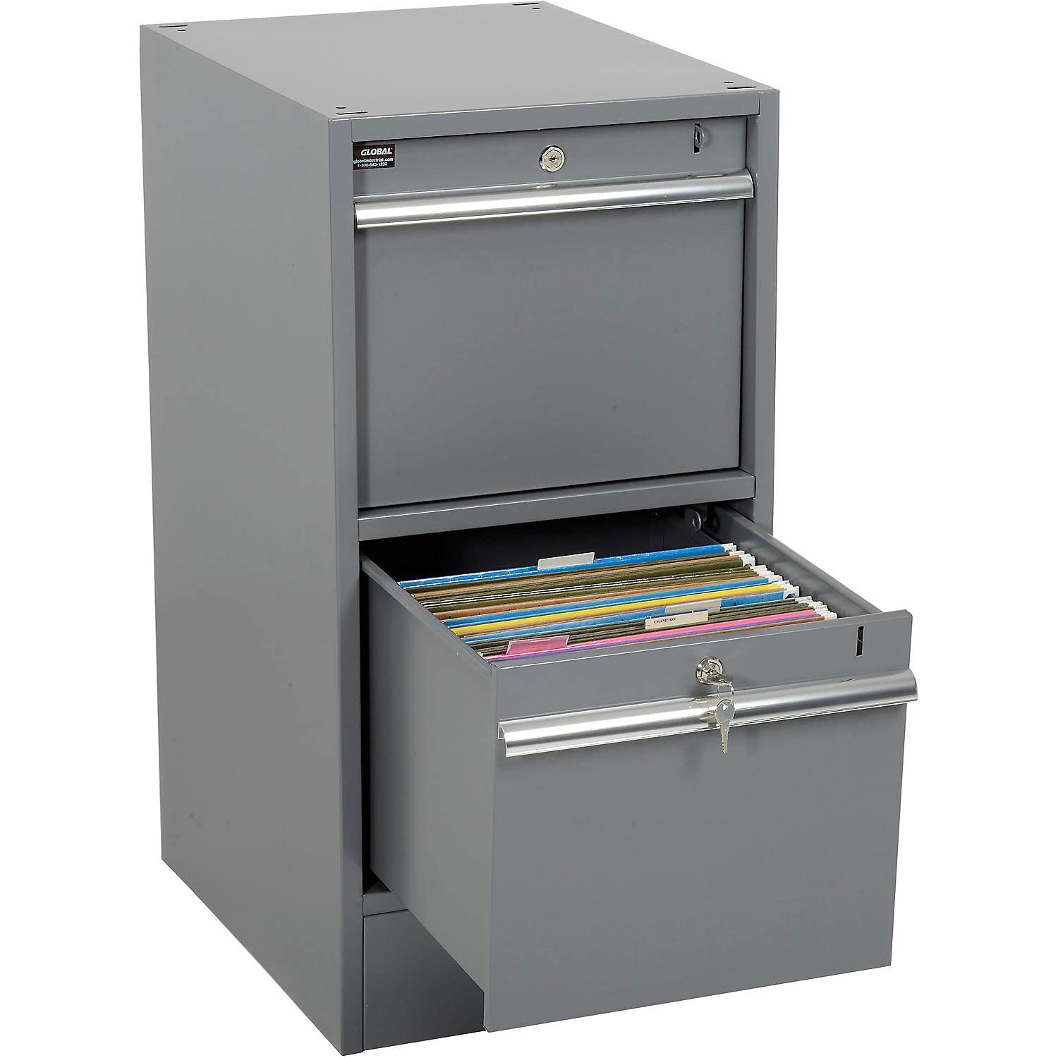 2-Drawer File Cabinet Pedestal with Built-in Base - Heavy Duty Steel Office Storage Solution for Files & Supplies | Perfect for Home & Office Organization