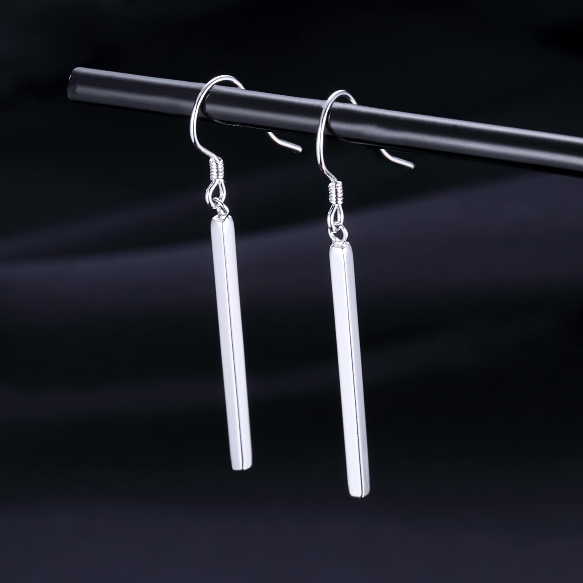 SLUYNZ Solid 925 Sterling Silver Minimalist Bar Drop Earrings - 2CM & 3CM Vertical Dangle Earrings for Women & Teens | Everyday Wear, Office, Party & Special Occasions