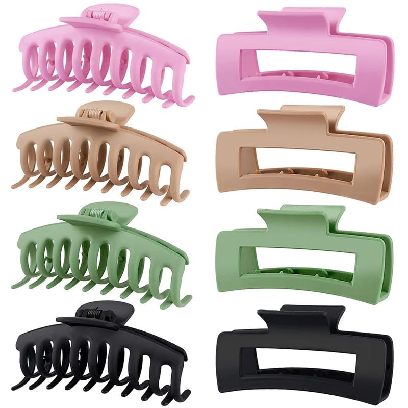 FAMEZA 6 Pack Large Hair Claw Clips for Women - Strong Hold Non-Slip Matte Jumbo Hair Clips (4.33 Inch) for Thin, Thick & Curly Hair - Perfect for 90s Style, Updos, Ponytails & Everyday Hairstyles