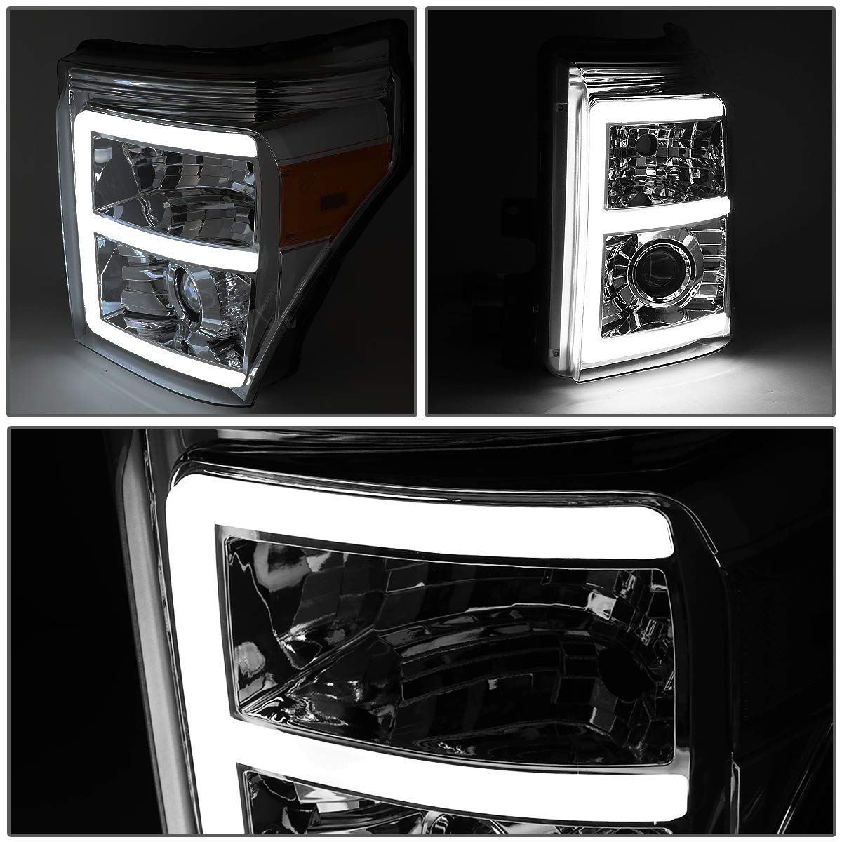 DNA Motoring HL-HPL-LED-FSU13-SM-AM-T2 LED Projector Headlights with DRL - Pair Replacement for Enhanced Visibility & Style | Perfect for Night Driving & Car Customization