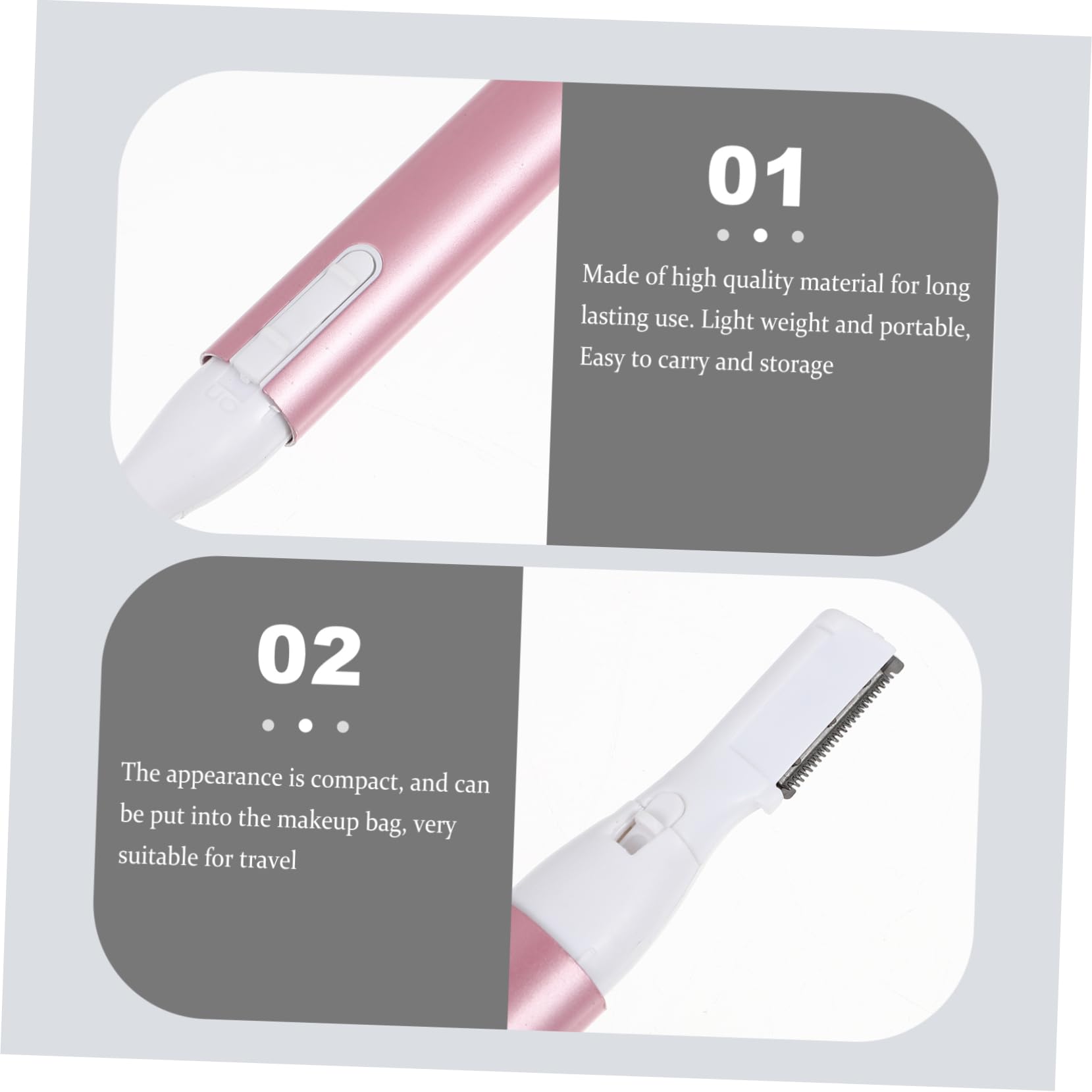 FRCOLOR Electric Eyebrow Trimmer & Facial Hair Remover - Rechargeable Eyebrow Razor for Women & Men, Painless Hair Removal Tool with Pink Aluminum Body - Perfect for Eyebrow Shaping, Upper Lip & Facial Hair Trimming at Home or Travel