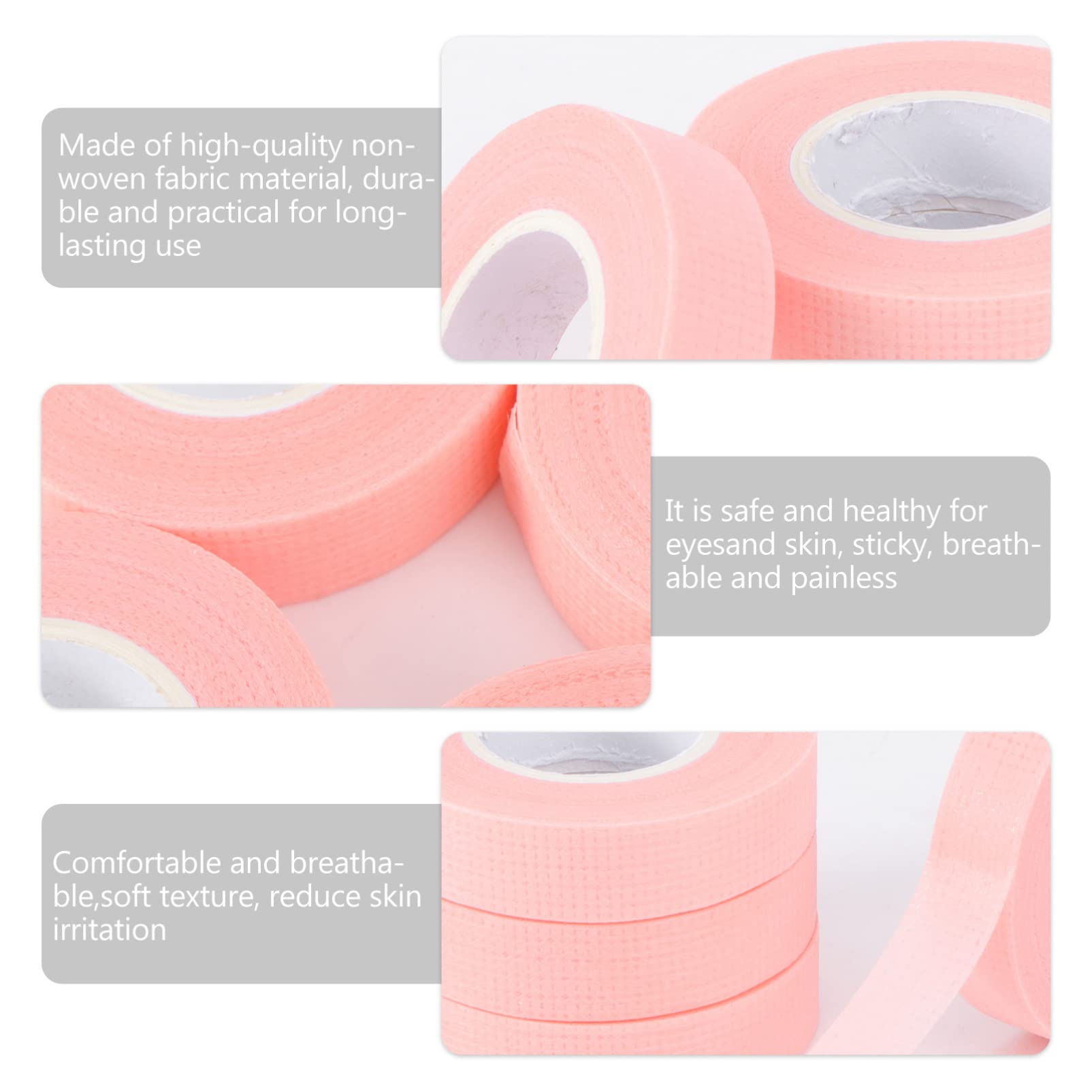 Beavorty 4 Rolls Breathable False Eyelash Tape Strips - Non-Woven Lash Extension Grafting Tapes for Professional & DIY Use (Pink) - Perfect for Salon, Home Use & Makeup Artists