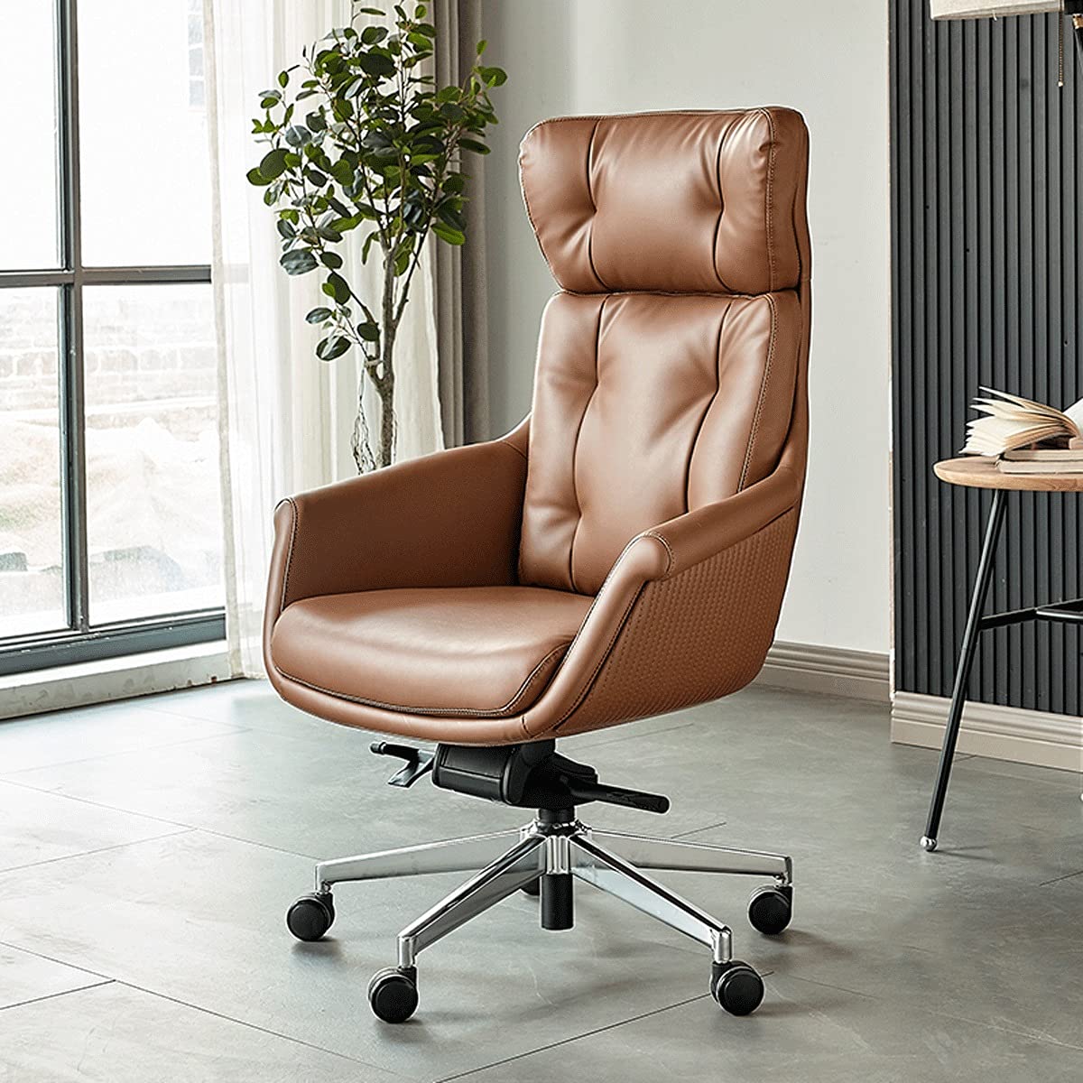 Ergonomic Office Chair - High Back Executive Swivel Chair with Lumbar Support, PU Leather, Adjustable Height & Tilt - Perfect for Home Office, Gaming & Conference Rooms (Black & Blue)