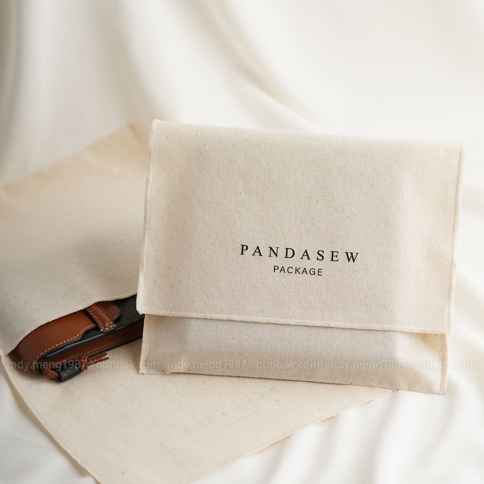 100pcs Beige Cotton Envelope Dust Bags with Custom Logo Printing - Large Handmade Drawstring Pouches for Jewelry, Watches & Luxury Items Storage (HB 117)