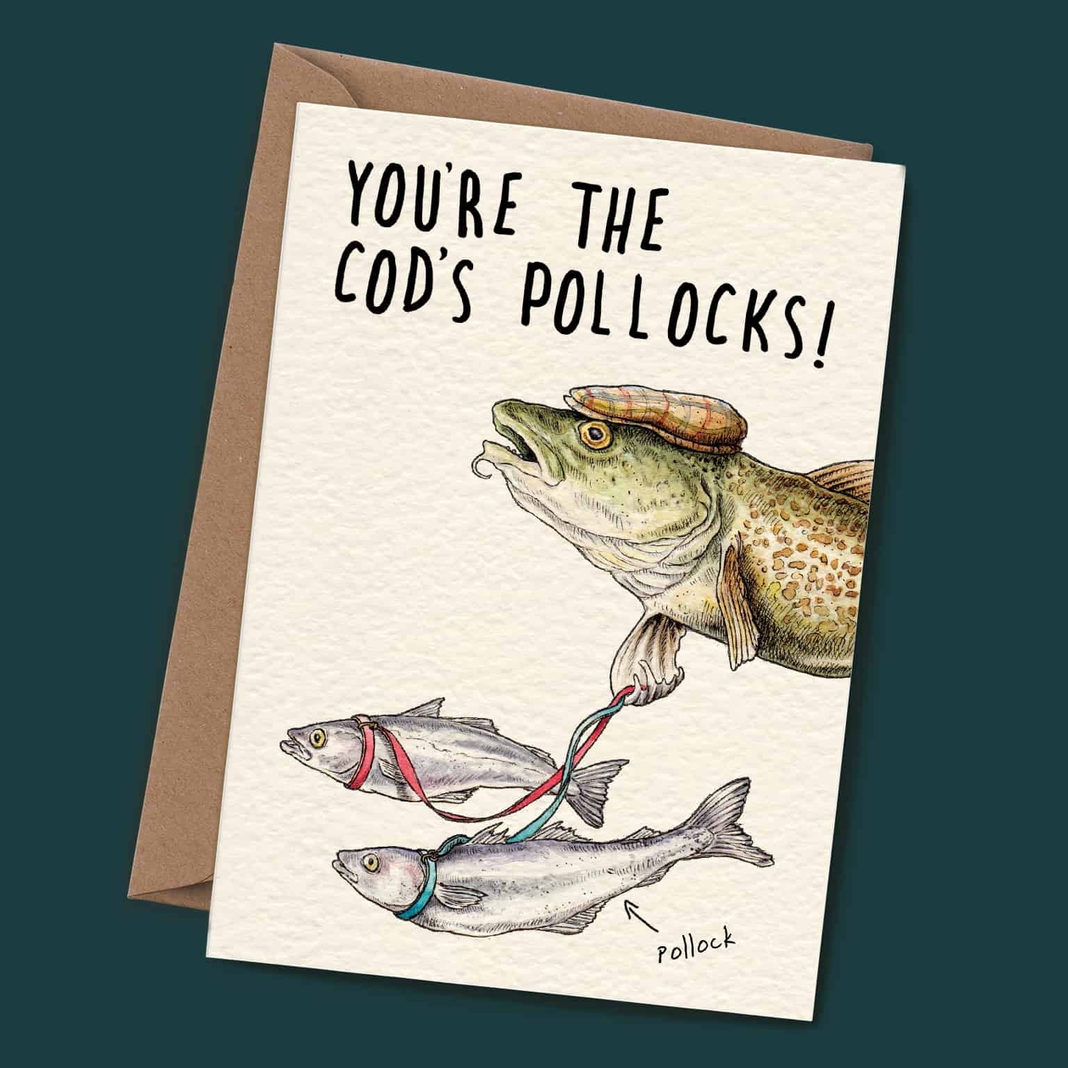 Premium Cod & Pollock Fish Greeting Card - Elegant Congratulations Card for Birthdays, Anniversaries & Special Occasions