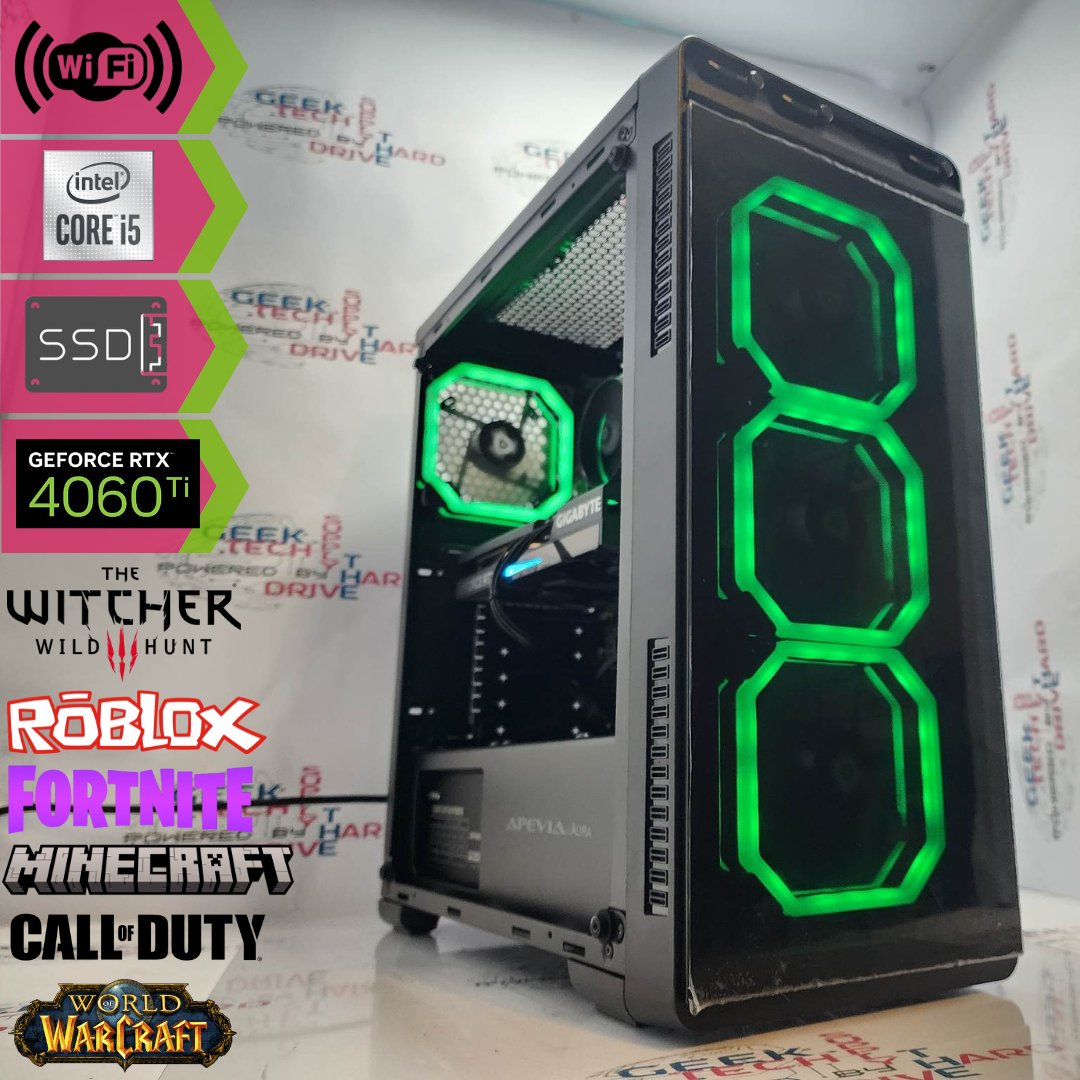 Custom Gaming PC Desktop Computer - Intel Core i5, NVIDIA GeForce RTX 4060 Ti, 1TB SSD, 16GB DDR5 RAM, WiFi, Aura RGB, Black B760 - Perfect for 4K Gaming, Streaming & VR Experiences