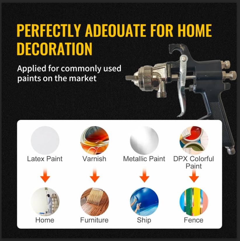 2L Pressure Pot Spray Gun for House Painting - 2mm Nozzle Primer Gun with 10FT Air Hose, 45PSI Max - Perfect for Architectural, Construction & Automotive Painting Projects