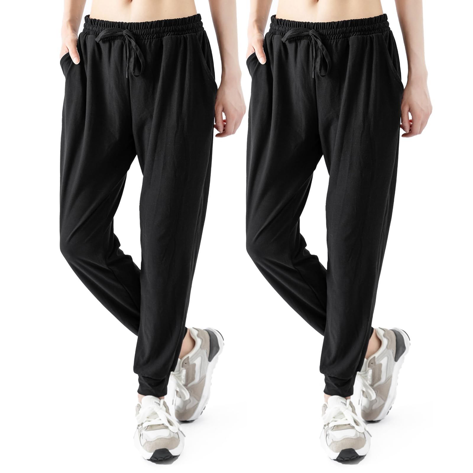 TRIUNION 2 Pack Women's Lightweight Sweatpants with Pockets - Jogger Pants for Lounge, Workout, Running & Yoga | Perfect for Gym, Home & Outdoor Activities