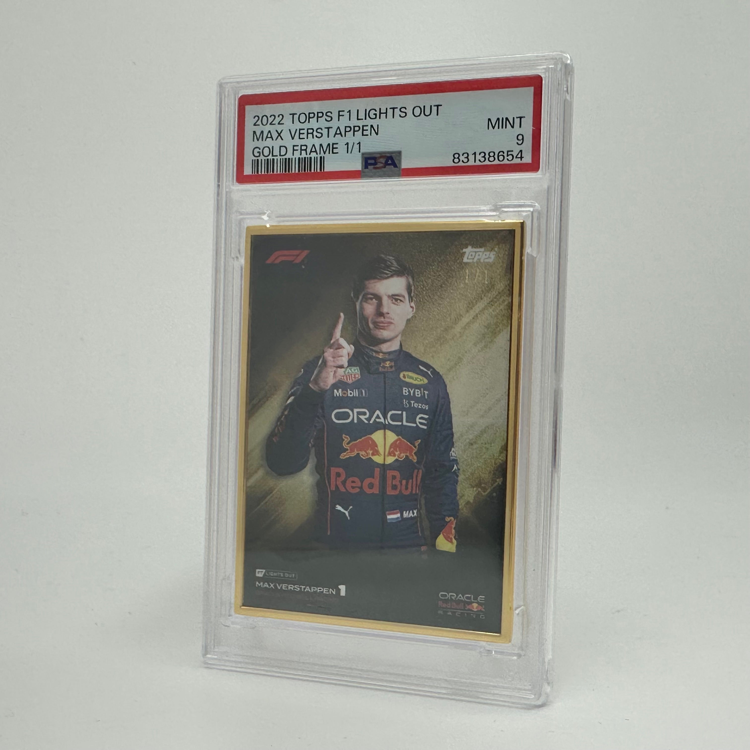 2022 Max Verstappen & Sergio Perez Red Bull Racing Gold Frame Collectible Set - PSA 9/10 Graded F1 Memorabilia for Display & Investment | Perfect for Motorsport Fans, Home Decor, and Sports Collectors
