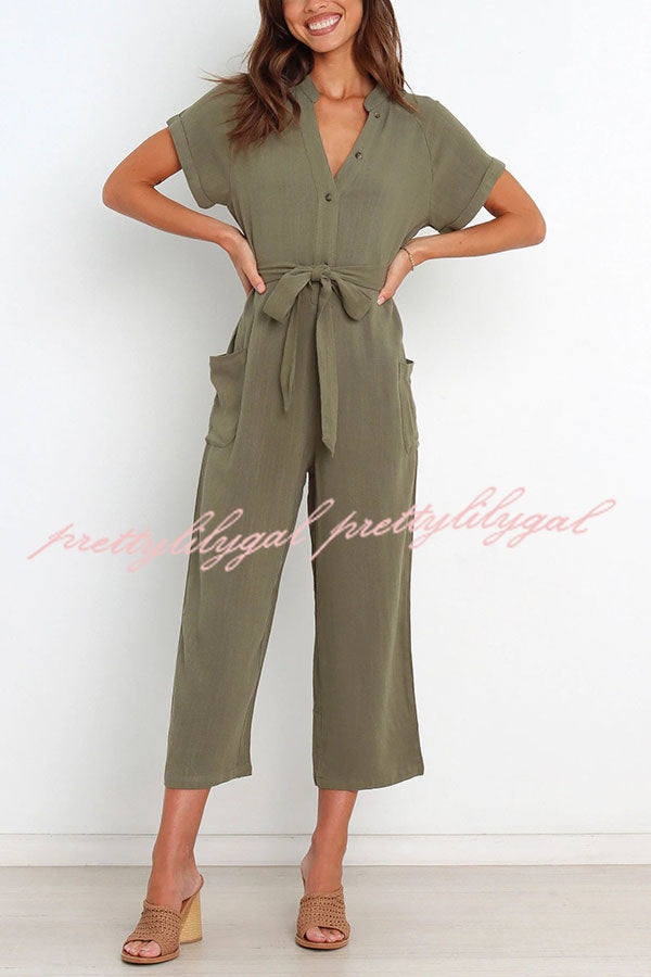 Stylish Women's Pocketed Button-Up Straight Leg Jumpsuit | Casual & Office Wear | Perfect for Work, Travel & Everyday Outfits