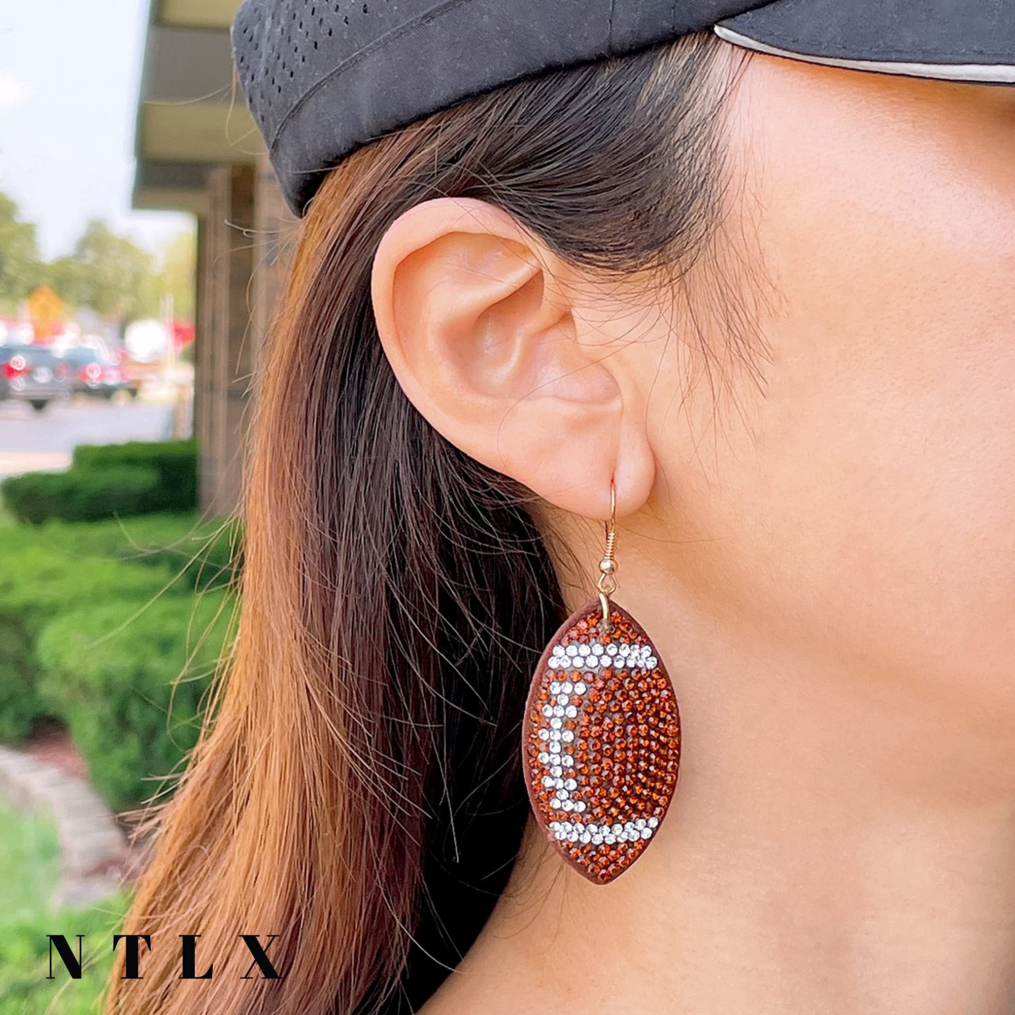 Sports Earrings for Women - Football, Baseball, Basketball, Soccer, Volleyball, Softball Jewelry - Sparkling Rhinestone Stud Earrings - Team Fan Gifts for Her - Perfect for Game Day, Cheerleading & Sports Events (Gift Box Included)