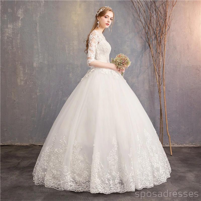Elegant Long Sleeve Lace Ball Gown Wedding Dress - Romantic A-Line Bridal Gown with Embroidery (WD495) | Perfect for Church Ceremonies, Formal Weddings & Special Occasions