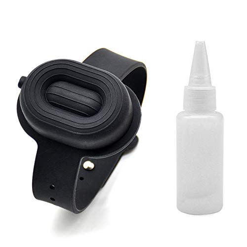 Refillable Hand Sanitizer Wristband for Adults & Kids - Adjustable Silicone Wrist Sanitizer Dispenser with Gel Refill - Portable Travel Essential for Outdoor Activities, Gym, School & Office (Black)