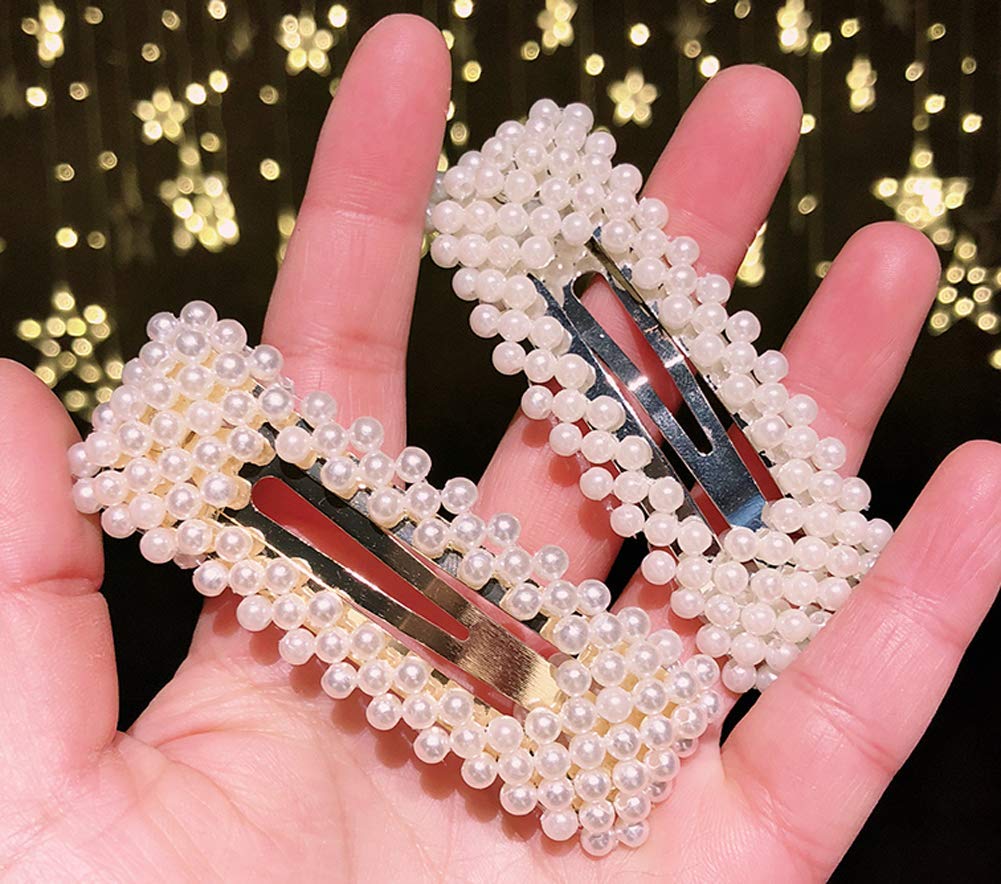 2PCS Elegant Handmade Artificial Pearl Hair Clips for Women - Silver Bridesmaid Hair Accessories | Perfect for Weddings, Parties & Special Occasions