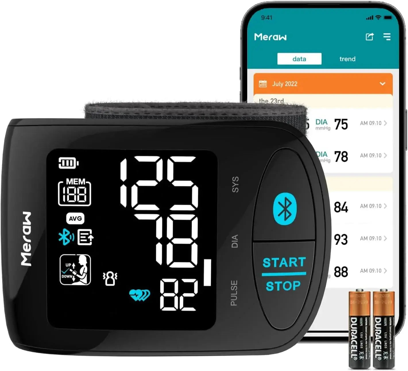 Meraw Aspen Bluetooth Wrist Blood Pressure Monitor - Accurate Wireless BP Monitor for Home Use, Fitness Tracking & Health Management