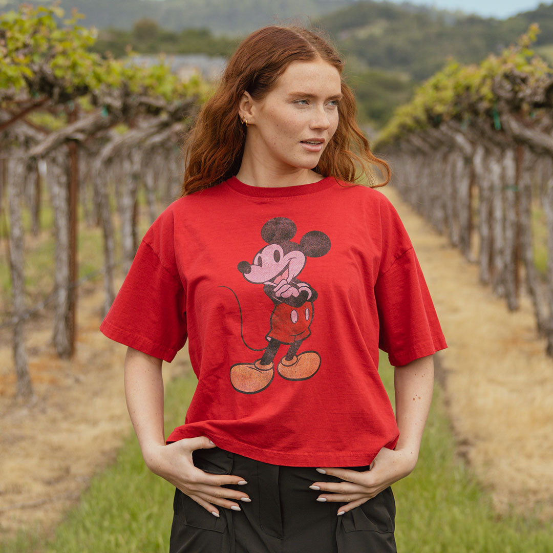 Disney Mickey Mouse Oversized T-Shirt for Men & Women - Soft Cotton Red Graphic Tee - Casual Wear, Lounge, Gift for Disney Fans
