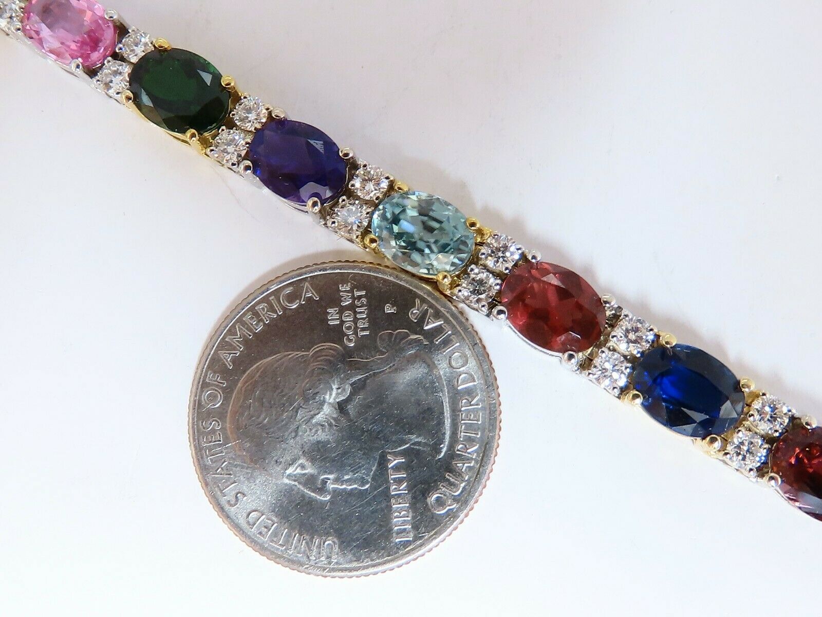 26.50ct Natural Emerald Aquamarine & Red Tourmaline Bracelet - 14K Gold Gemstone Jewelry for Women - Perfect for Weddings, Parties & Special Occasions