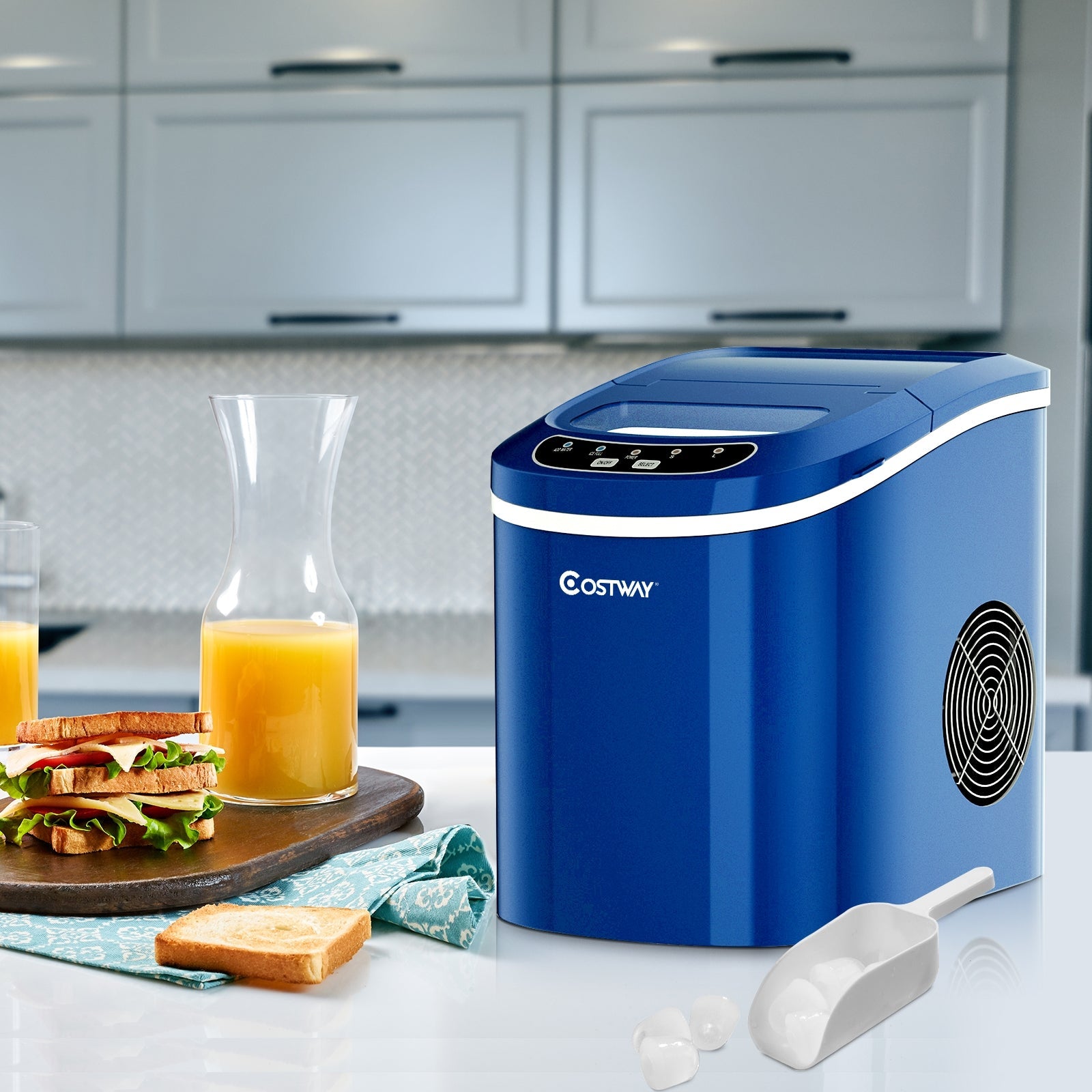 Mini Portable Compact Electric Ice Maker Machine - Fast 26Lbs/24H, Quiet Operation, Perfect for Home, Office, RV, Boat & Outdoor Use - Navy Blue