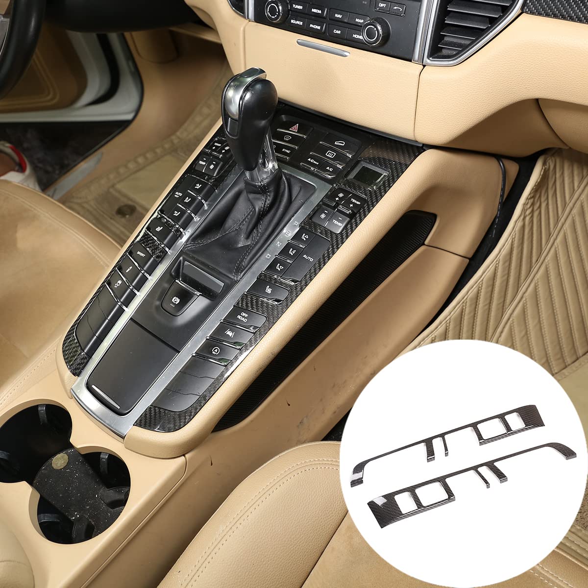 Premium Real Carbon Fiber Center Console Trim Cover for Porsche Macan 2014-2020 - Interior Upgrade & Protection - Perfect for Car Enthusiasts & Luxury Vehicle Customization