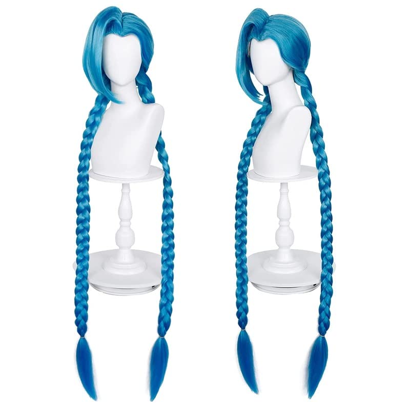LOL Arcane Jinx Cosplay Wig - Long Blue Braided Hair for Women & Girls | Perfect for Halloween, Cosplay, Costume Parties & Conventions