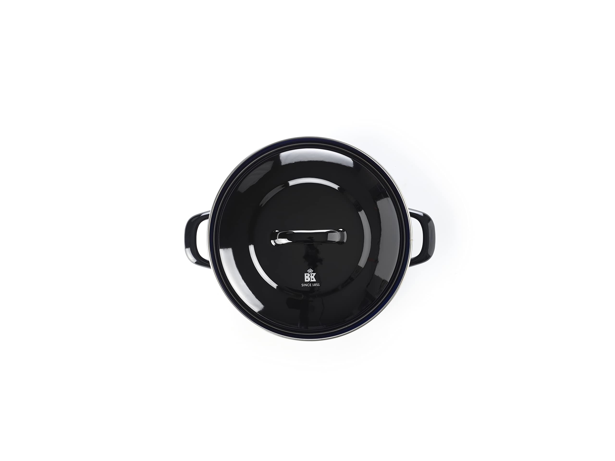 BK Indigo Dutch Heritage Round German Enameled Casserole Pot with Lid - PFAS-Free Ceramic Non-Stick Coating, 4.2L (24cm) - Induction, Oven & Dishwasher Safe - Black - Perfect for Soups, Stews & Family Dinners