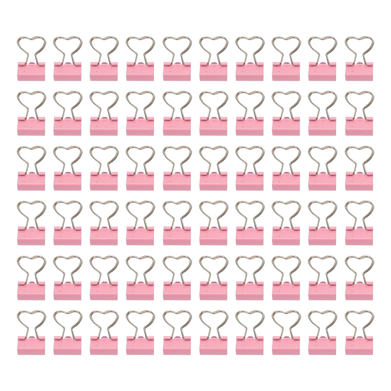 Aladeno 60pcs Heart-Shaped Binder Clips - Pink Office Supplies with Strong Clamping Force for Paper, Tickets, Clothes - Perfect for School, Office & Home Organization