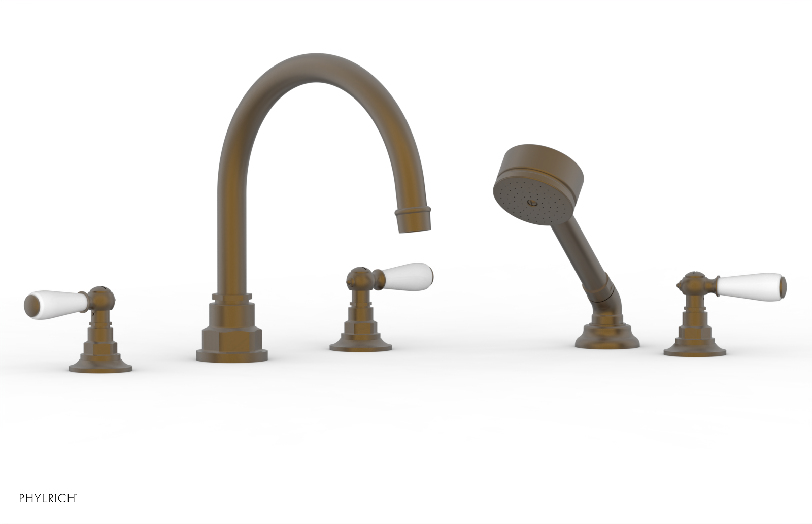 Jamestown Deck Tub Set with Hand Shower - White Accented Lever Handles (165-49) - Perfect for Bathroom Renovation & Spa-Like Experience