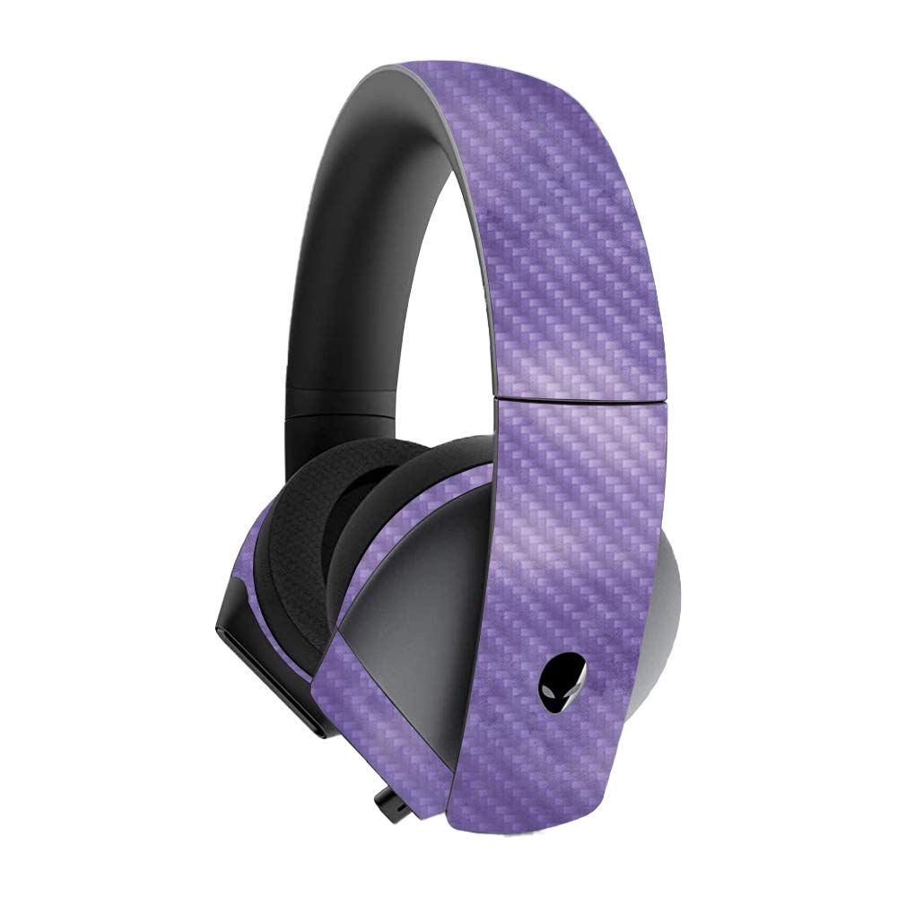 **MightySkins Carbon Fiber Skin for Alienware 7.1 Gaming Headset - Purple Airbrush | Protective & Durable Textured Cover | Easy to Apply & Remove | Made in USA | Perfect for Gaming, Streaming & Travel**