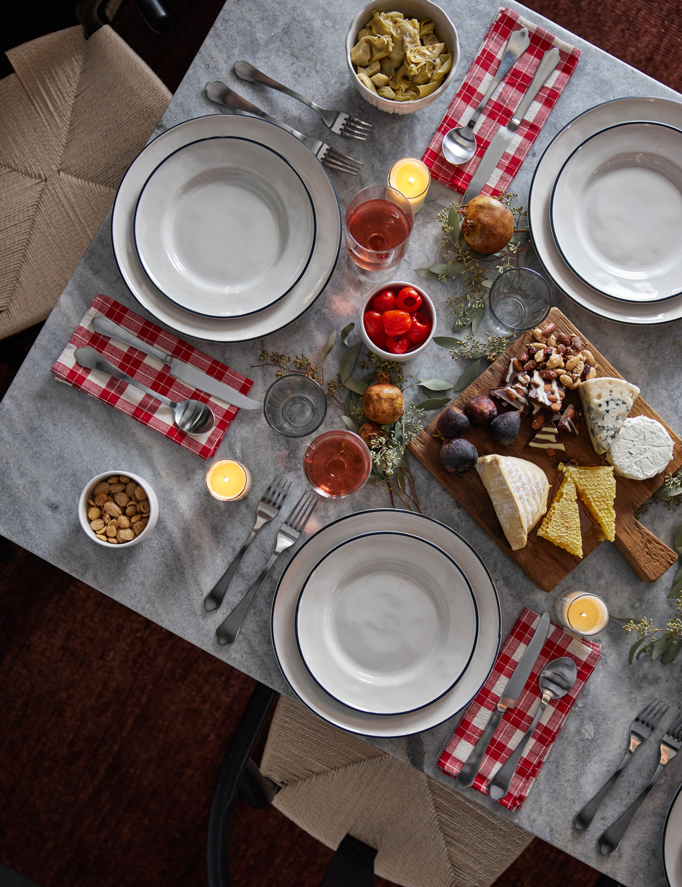 Heather Taylor Home 4-Piece Gingham Cotton Napkins Set - Classic Checkered Table Linens for Dinner Parties, Picnics & Home Decor