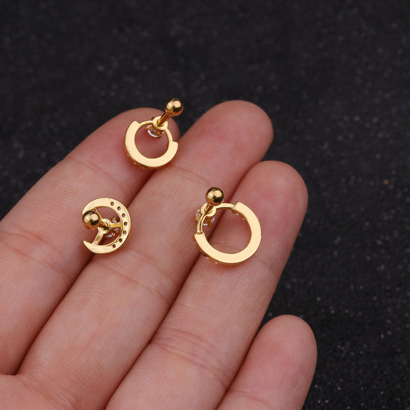 20G Cartilage Tiny Stud Hoop Earrings for Women | HSPJ1907 | Perfect for Daily Wear, Parties & Gifts
