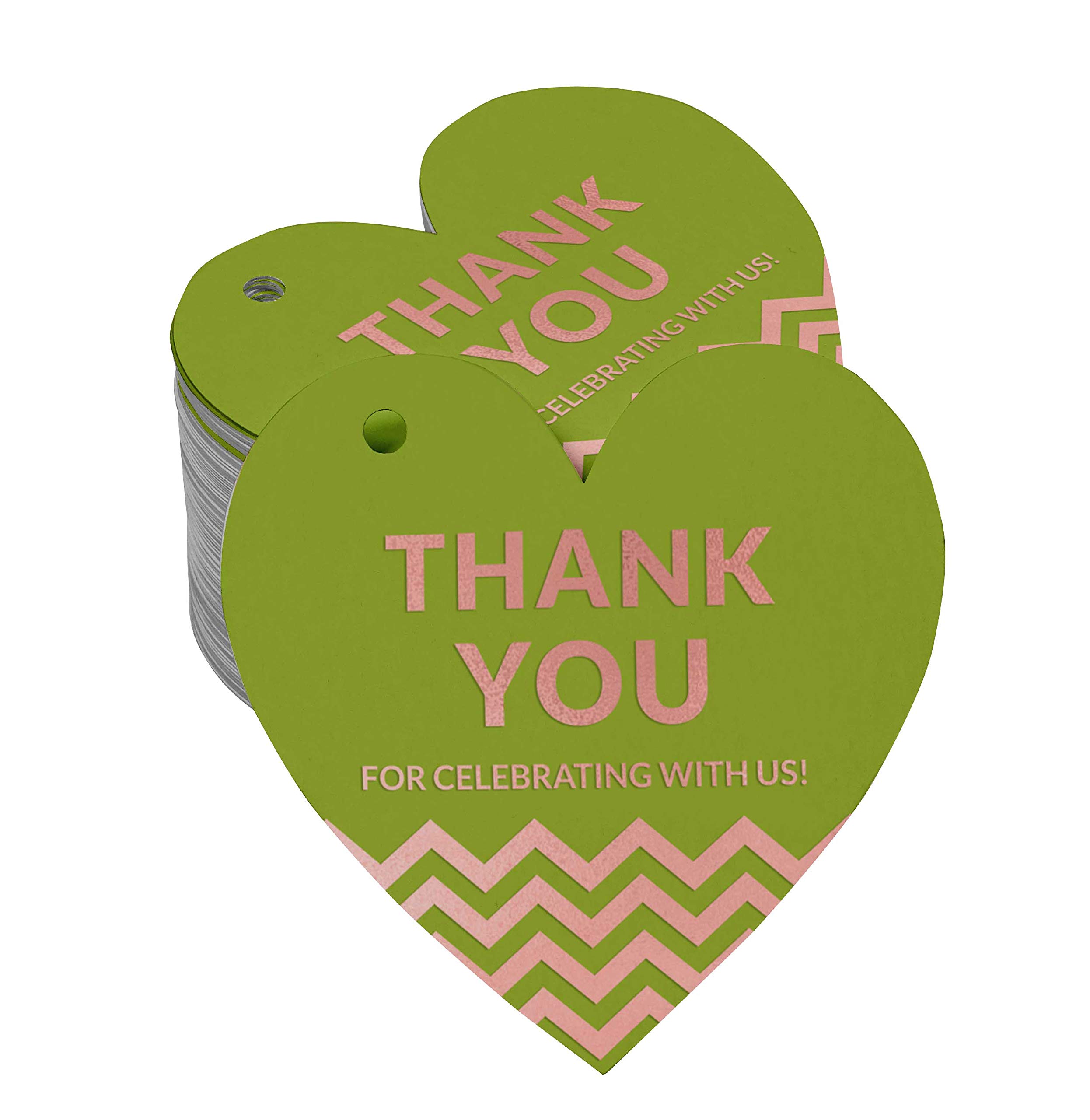 50 Pack Rose Gold Foil Thank You Tags for Wedding, Bridal Shower, Baby Shower, Birthday & Retirement Celebrations - Elegant Party Favor Hang Tags for Gifts & Decorations