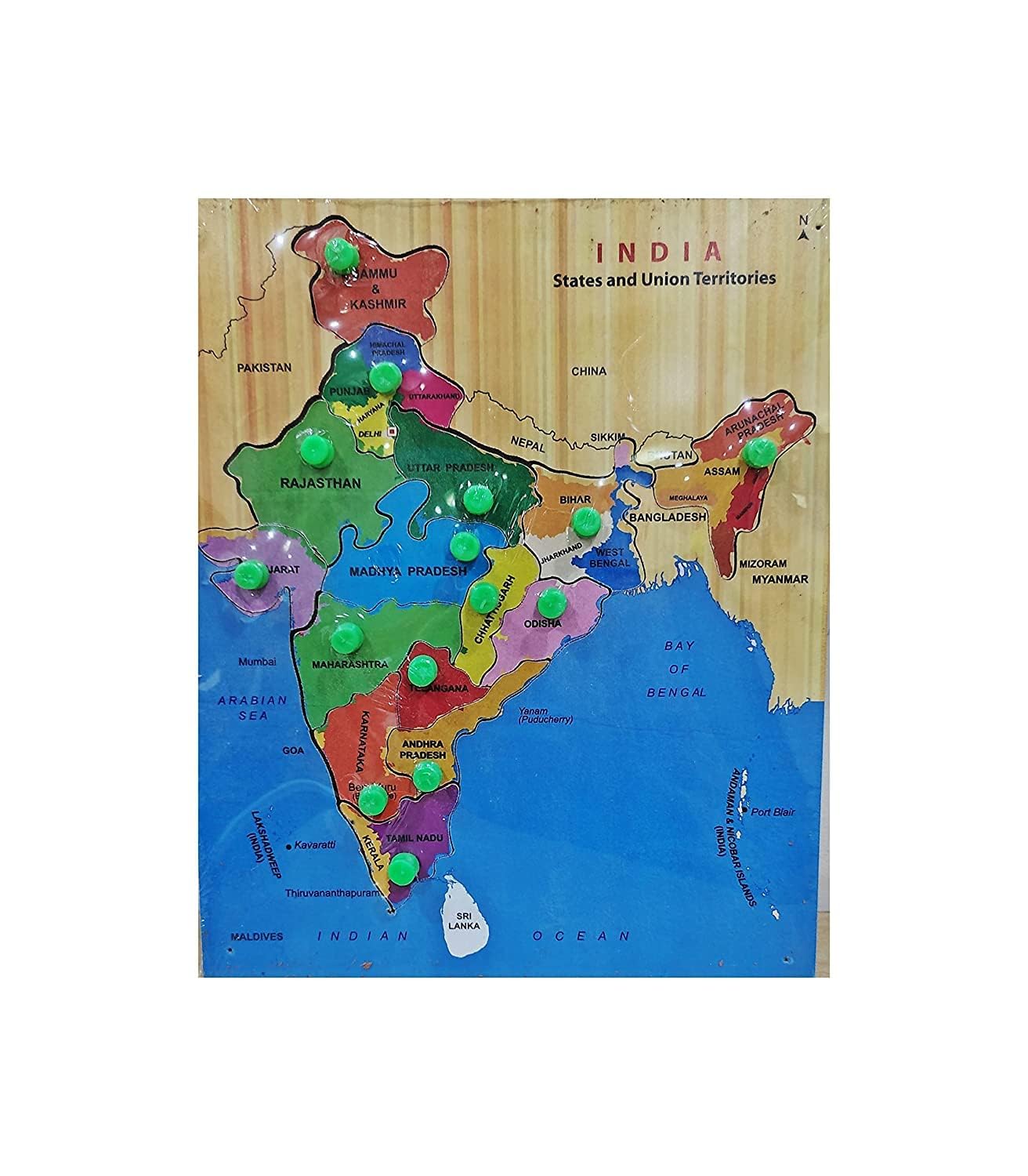 Urbane Chic Wooden Puzzle Toys for Kids - Educational Shape Learning for Toddlers 3+ Years (Multicolor India Map) | Perfect for Nursery, Preschool & Homeschooling Early Education