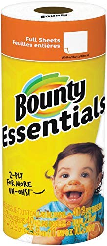 Bounty Essentials 2-Ply Paper Towels, 30 Rolls (11x10.25 Inches) - Super Absorbent White Kitchen Towels for Cleaning, Spills & Household Use