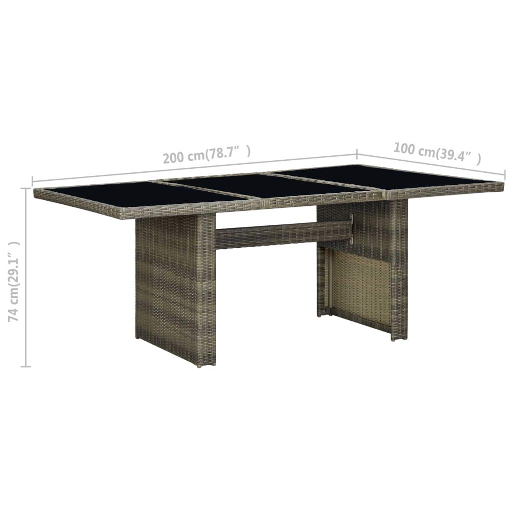 Outdoor Dining Table - Weather Resistant Brown Poly Rattan with Tempered Glass Top - Patio Furniture for Backyard, Lawn, Balcony & Poolside Entertaining
