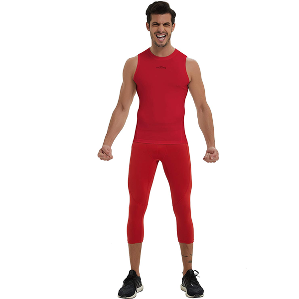 Women's Capri Leggings with Side Pockets - Stretchy Workout Yoga Pants in Red | Perfect for Gym, Running & Casual Wear