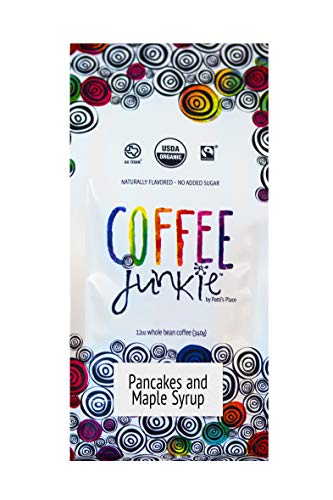 Organic Decaf Coffee Beans - Naturally Flavored with Pancakes & Maple Syrup - 12 oz - Perfect for Breakfast, Dessert & Coffee Lovers - Coffee Junkie Brand