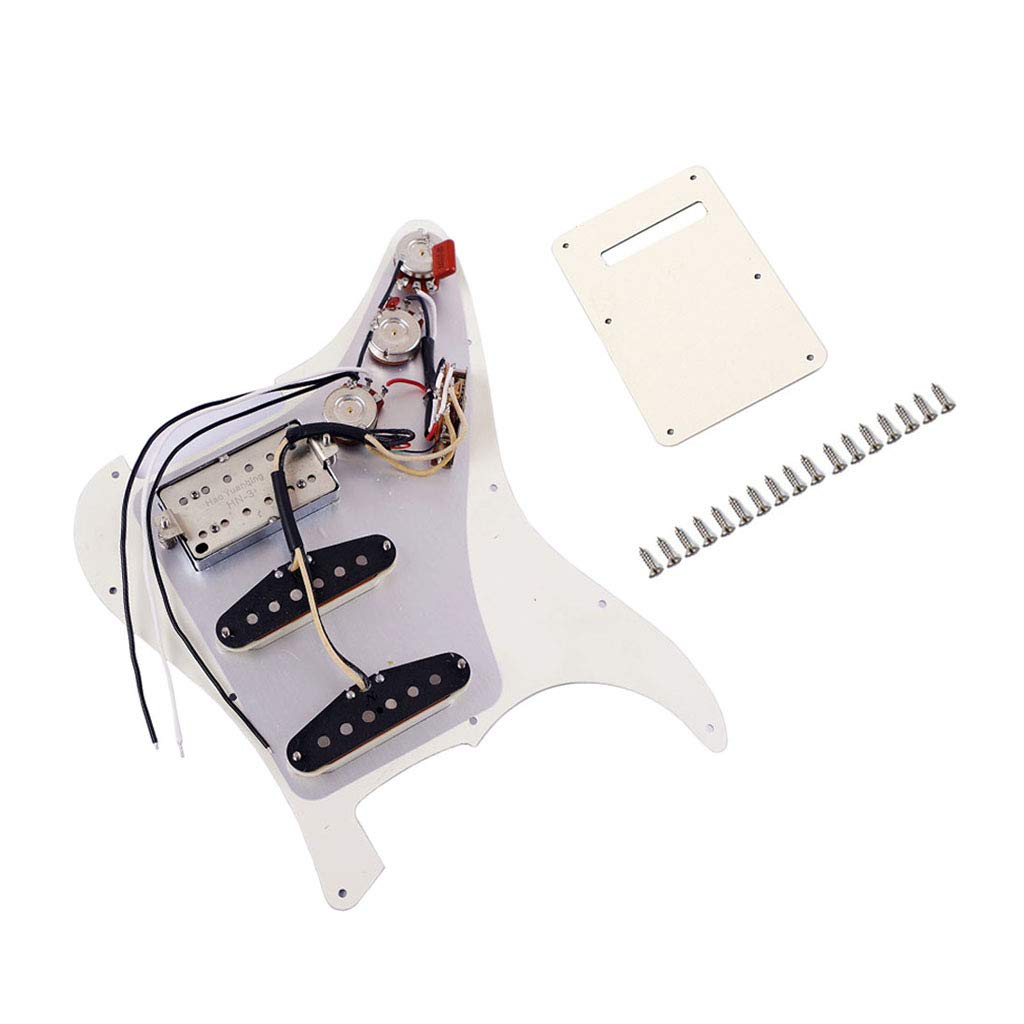 Alnicov Prewired Guitar Pickguard with SSH Dual Rail Humbucker Pickups - White Replacement Pickguard for Strat/ST Electric Guitars | Perfect for Rock, Blues & Studio Recording
