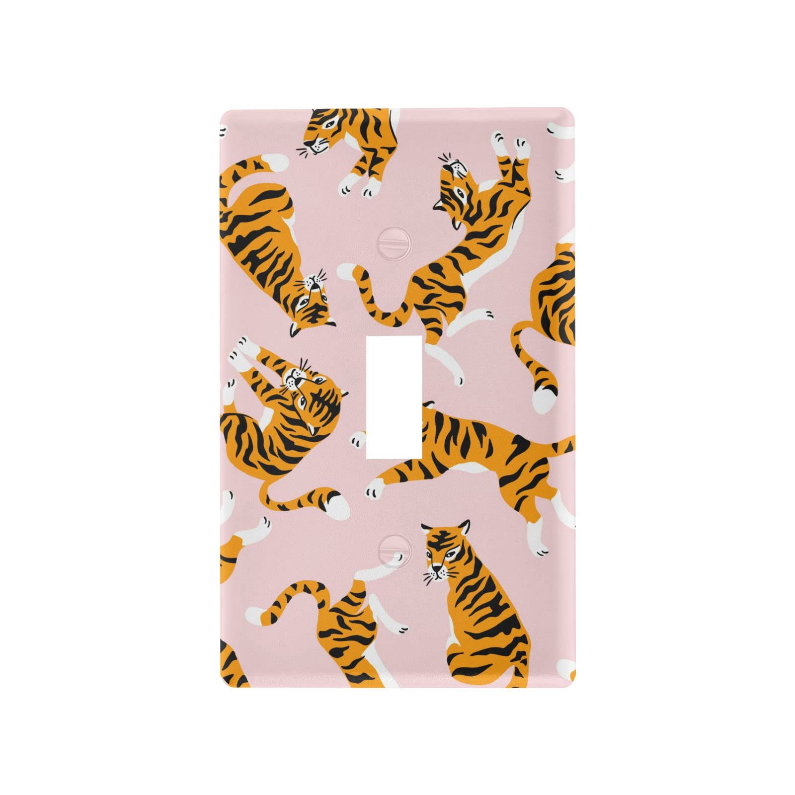 Cartoon Tigers Electrical Outlet Cover - Decorative Light Switch Plate for Home & Office - Childproof Safety Cover for Nursery, Kids Room & Playroom