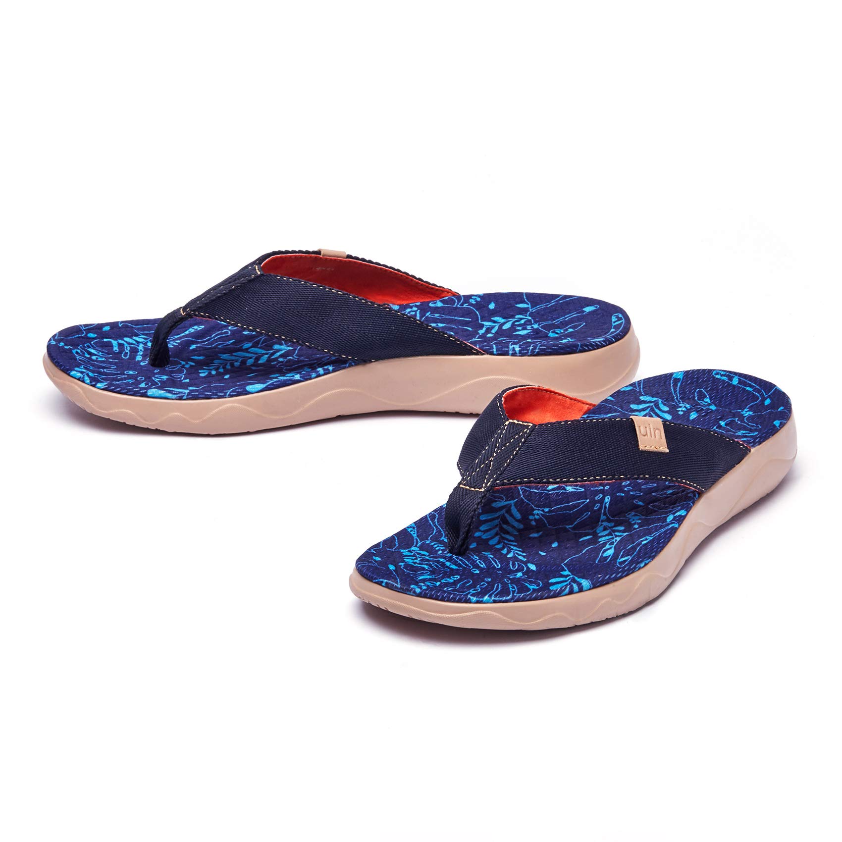 UIN Men's Flip Flops - Comfortable Beach Sandals for Summer, Travel & Casual Wear - Hand-Painted Art Design Non-Slip Slippers (Perfect for Beach Vacation, Poolside, Backyard Relaxation)