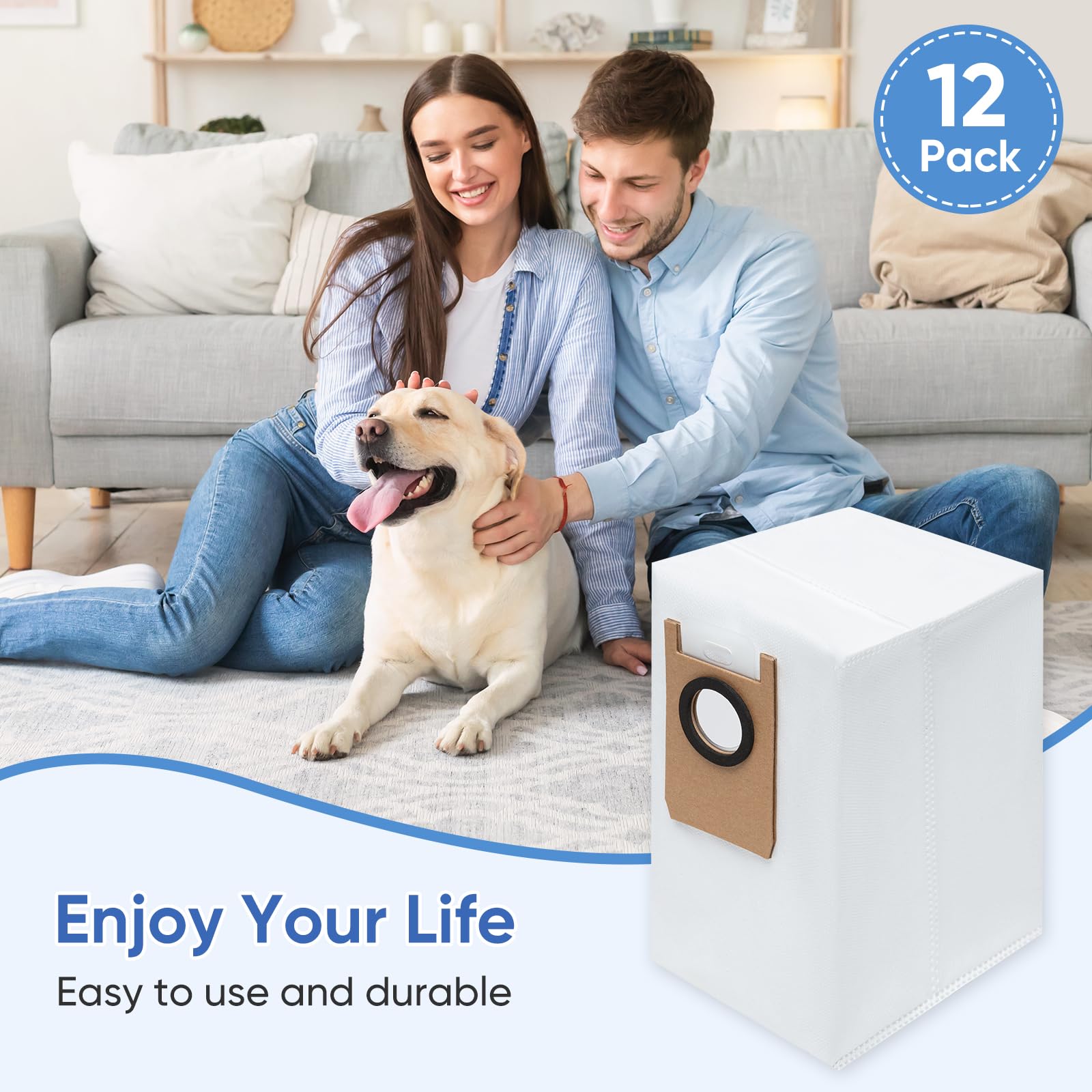 12 Pack S1 Pro Vacuum Dust Bags Replacement for Eufy Omni S1 Pro Robot Vacuum Cleaner - Compatible Filter Bags for Efficient Dust Collection & Easy Home Cleaning