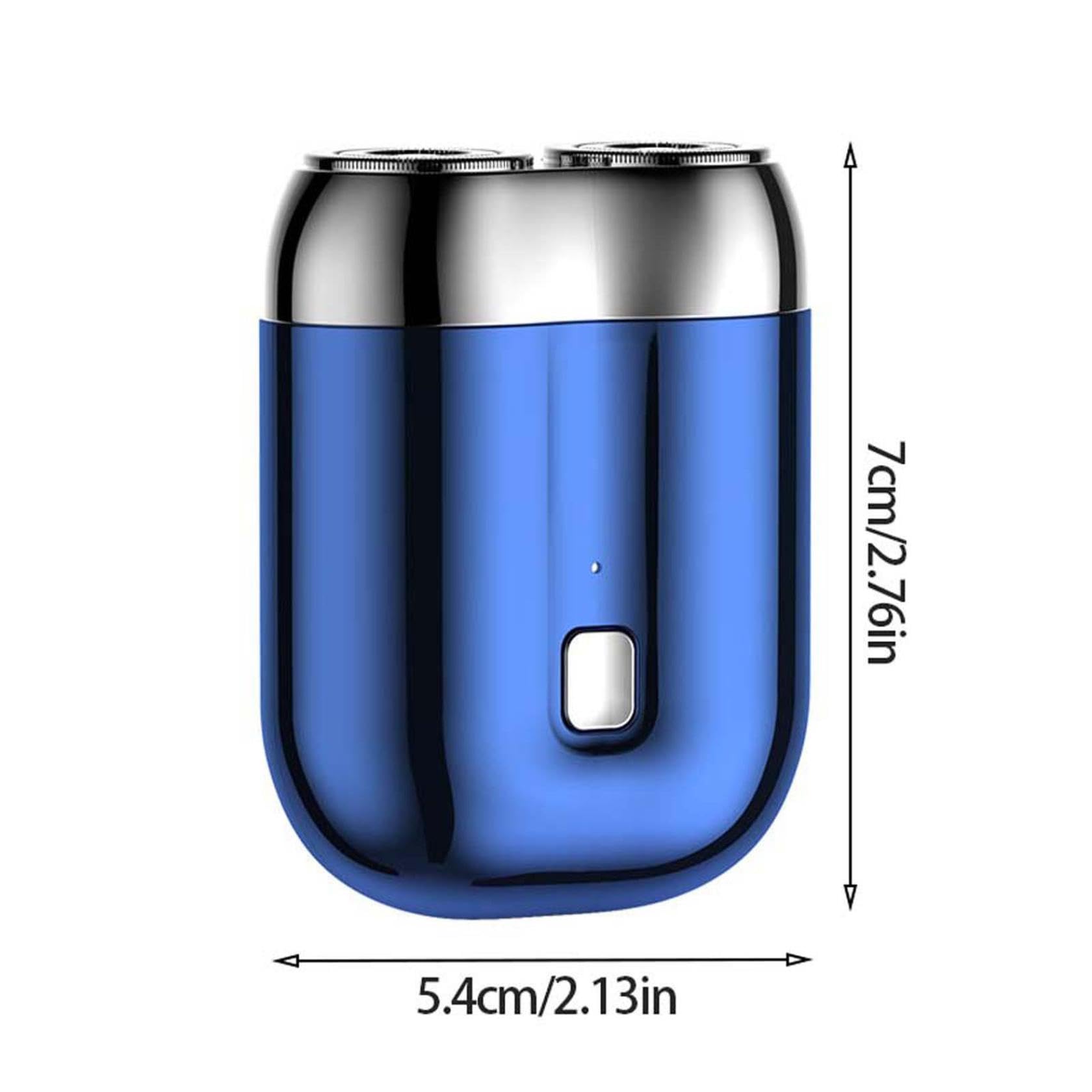 2025 New Mini Dual-Head Electric Shaver - Portable Pocket Size Washable Razor for Men, Double-Ring Shaving with Blue Design | Perfect for Travel, Gym & Daily Grooming