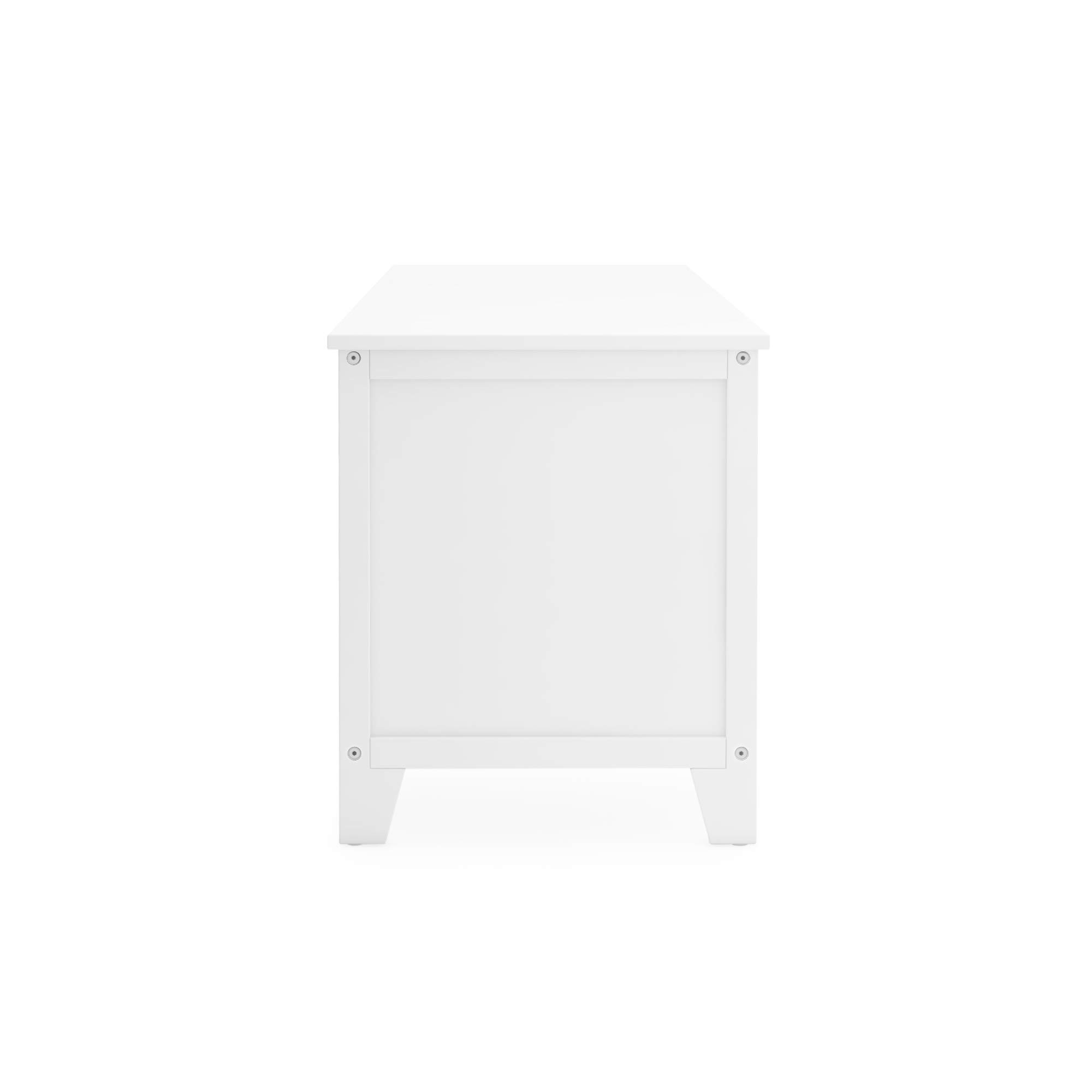 Martha Stewart Kids' Media Console - Creamy White Wooden TV Stand with Storage Shelves & Fabric Bins, 55 Inch TV Entertainment Center | Perfect for Playroom, Living Room & Bedroom Organization