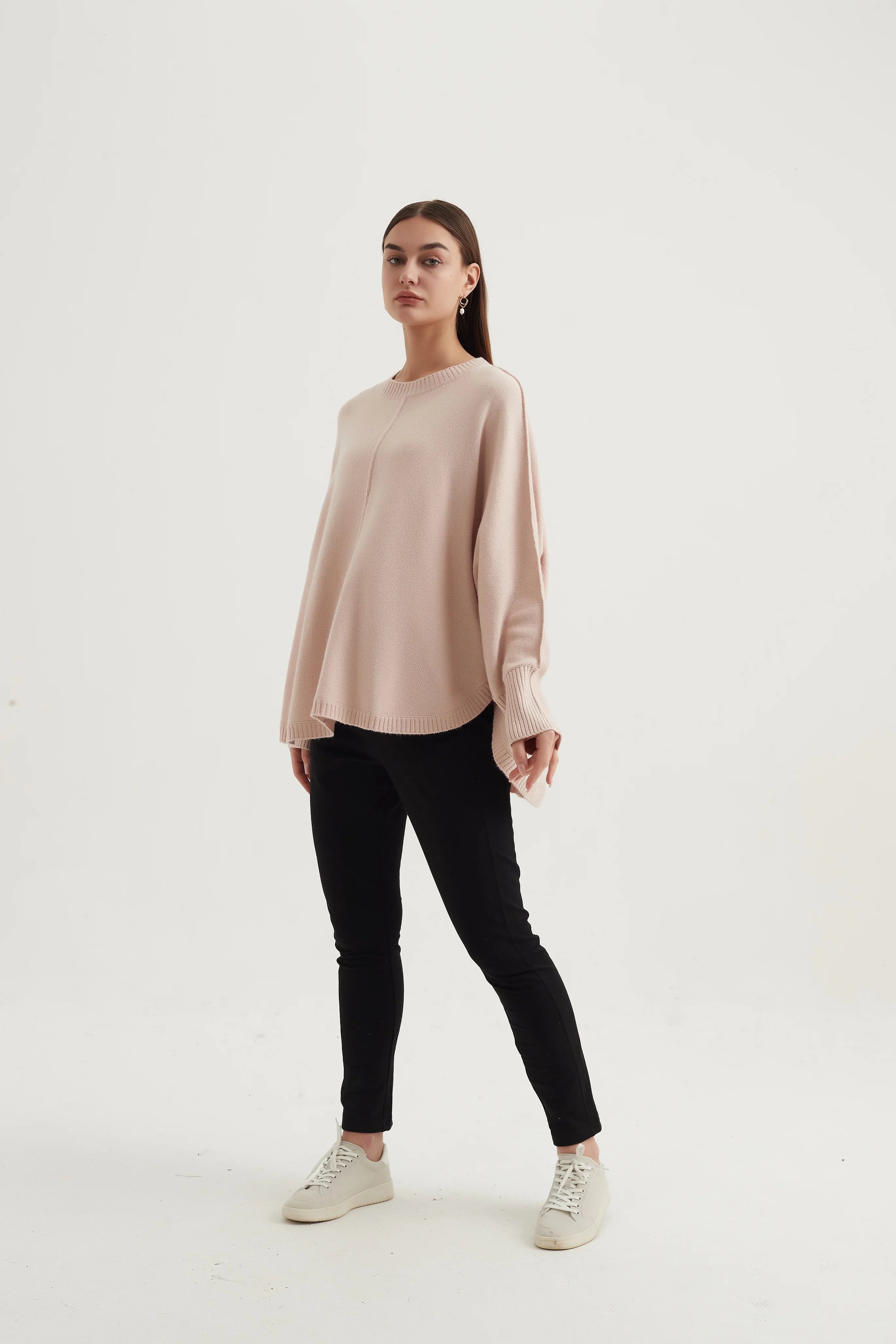 Exposed Seam Knit Sweater in Champagne Pink - Perfect for Casual Outfits and Layering