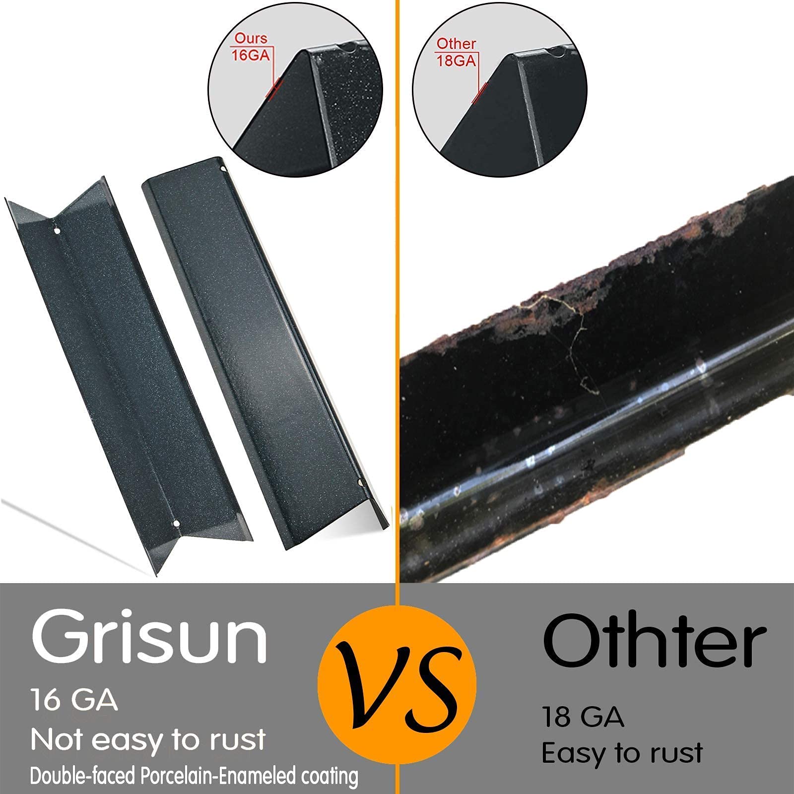 GRISUN 7138 Premium 48-Inch Waterproof Grill Cover for Weber Spirit 200 Series Gas Grills | Heavy-Duty UV Protection | Includes 7635 15.3-Inch Flavorizer Bars | Perfect for Outdoor BBQs, Patio Parties & Backyard Cooking