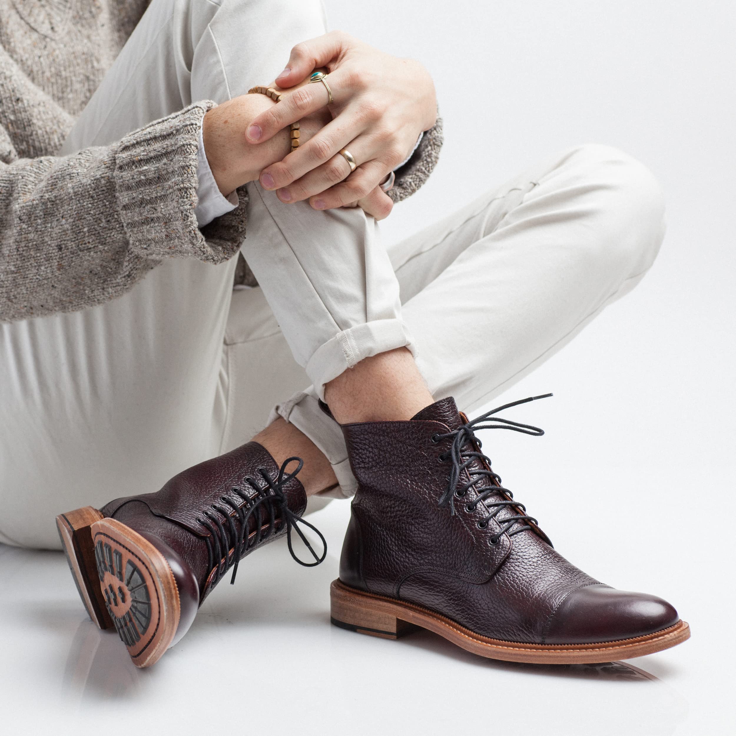 TAFT Rome Full-Grain Leather Men's Cap Toe Dress Boots - Premium Formal & Business Shoes for Office, Weddings & Special Occasions