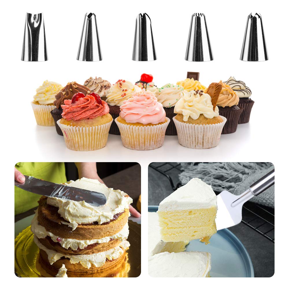 211 Pcs Cake Decorating Kit - Professional Baking Supplies Set with Rotating Turntable, Piping Bags, Toppers & Paper Cups | Perfect for Birthday Cakes, Wedding Desserts & DIY Home Baking Projects
