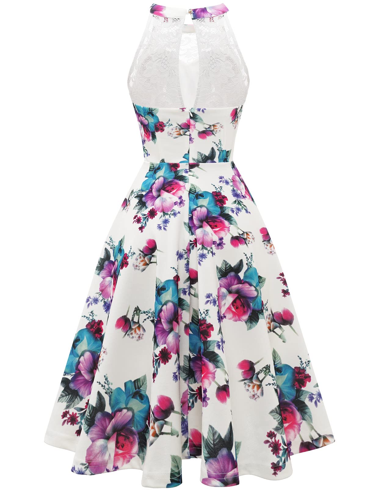 Elegant Women's Cocktail Dress Halter Lace Vintage Prom Wedding Party Short Dress - Perfect for Homecoming, Evening Events & Special Occasions